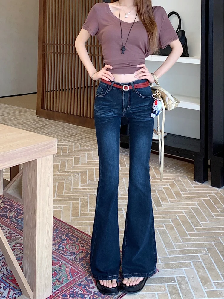 

Summer 2026 Chic Slim Fit Low Waist American Style Hot Girl Denim Capri Pants Women's Fashion Bootcut Jeans Micro Flared