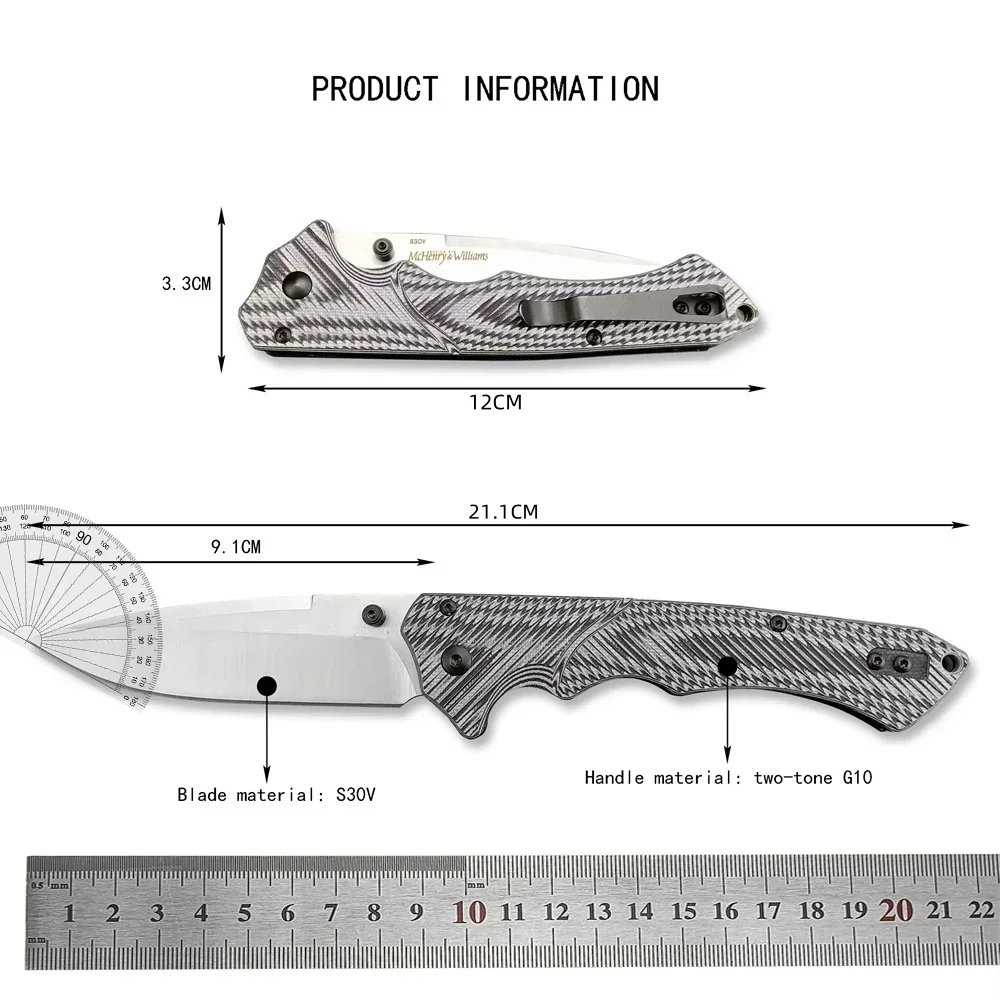 Tactical BM 615BK Rukus Assisted Folding Knife S30V Plain Blade G10 Handles Outdoor EDC Knives Camping Hunting Pocket Tool