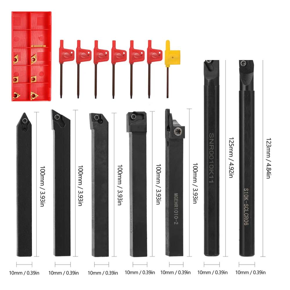 8mm 10mm 12mm 16mm Shank Lathe Turning Tool Holder Boring Bar Lathe Tool Lathe Cutter CNC Metal Turning Rod Holders and Inserts