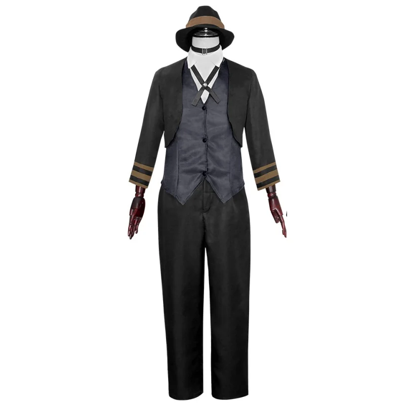 Anime Bungou Stray Dogs Nakahara Chuuya Cosplay  Costumes Jacket Full Set with Hat Gloves  Anime Clothes Wig Halloween Party view 3