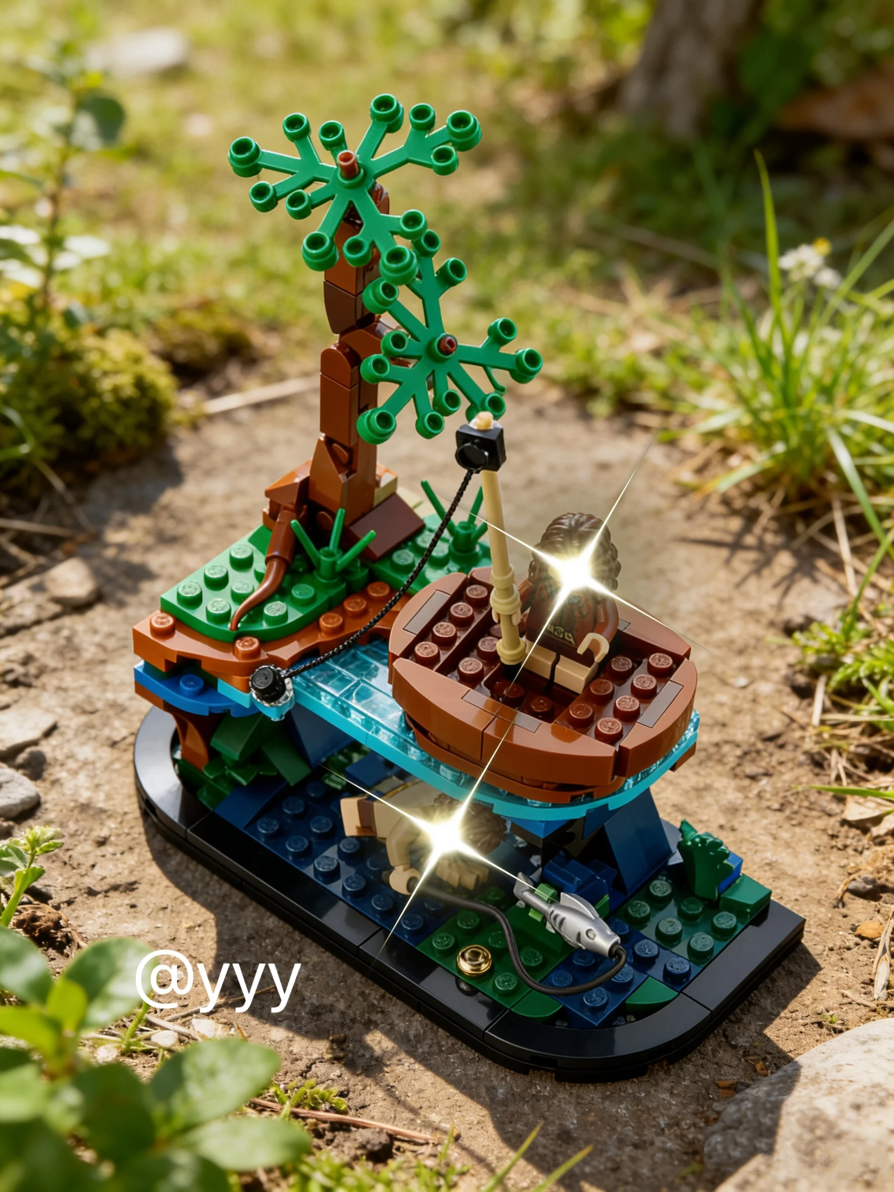 2026 new style/Lord of the Rings Smeagol Déagol Building Block Set Double Waterline River View Rotatable Boat Brick model DIY As