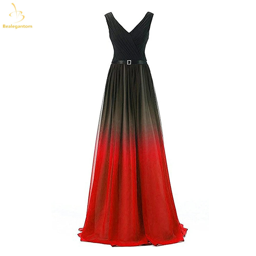 

Bealegantom Long Sexy Gradient Chiffon Prom Dresses 2023 V-Neck Ombre Formal Evening Cocktail Party Gown Robes De Soiree