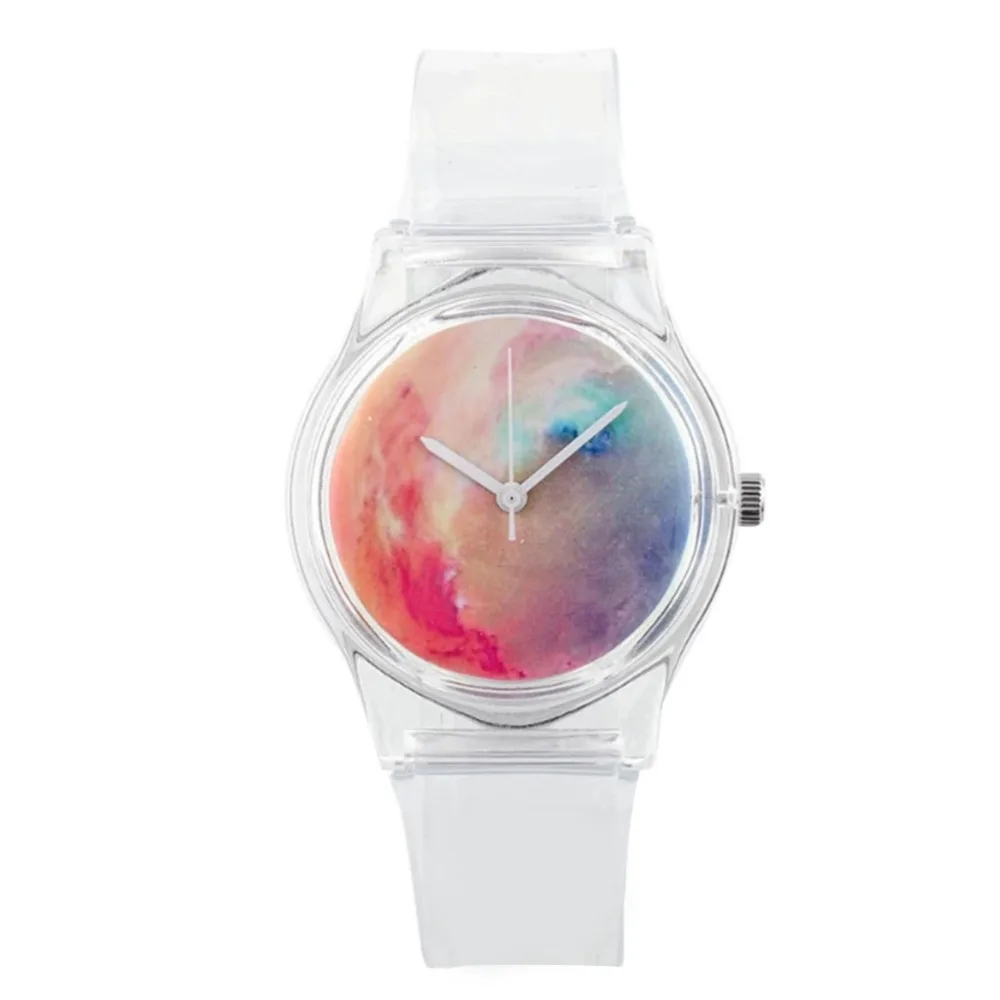 Transparent PVC Women's Watch Simple Fresh Ladies Watches Sports Leisure Teenage Girl Quartz Watch Novelty Cartoon Crystal Clock