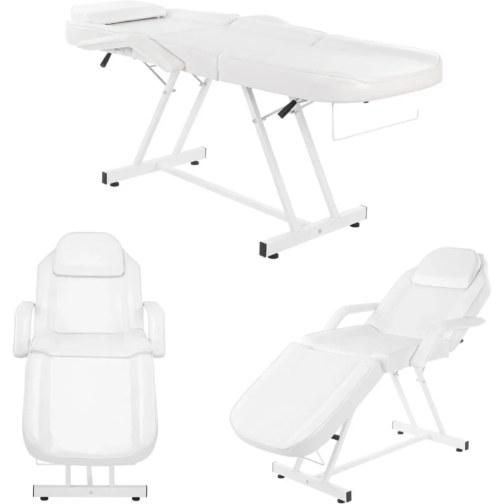 OmySalon Massage Salon Tattoo Chair Esthetician Bed with Hydraulic Stool,Multi-Purpose 3-Section Facial Bed Table, Adjustable