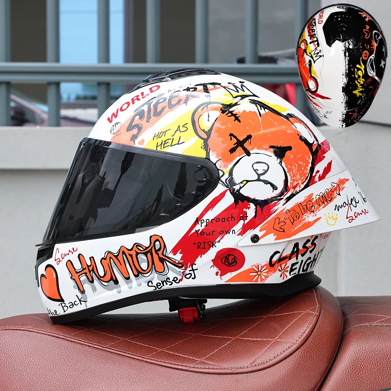 ORZ-S802-Unisex Full Face Motorcycle Helmet All Weather ABS Hard Shell DOT  Approved Breathable Outdoor Riding Safety Helmet