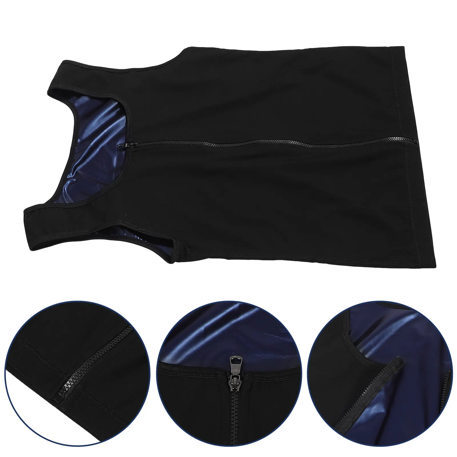 

Men Fitness Sweat Vest Zipper Design Elastic Abdomen Compression Gym Running Yoga Workout Sports Top Breathable Fitness Outfit