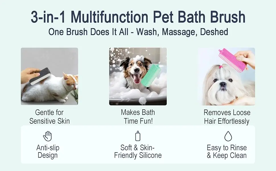 dog bath brush、pet grooming brush、pet shedding brush、multi functional silicone dog brush