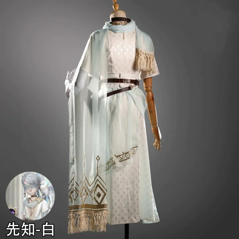 Game Identity V Seer Eli Clark Cosplay Costume Truth Prophet White Suit Fancy Party Outfits Halloween Uniforms Wig Cloak