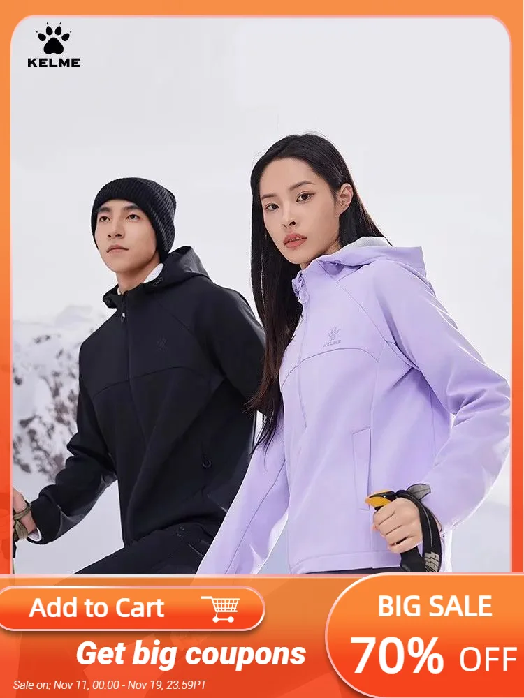

Kelme Soft Shell штурмовая куртка для мужчин, ветрозащитная уличная куртка с капюшоном и флисовая ветрозащитная спортивная куртка на осень и зиму