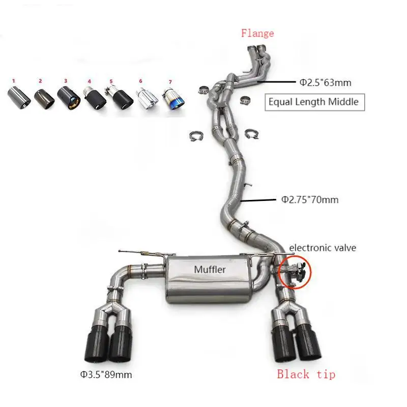 

COC Performance Valvetronic Exhaust Pipe for BMW M2 Competition M2C M3 M4 F87 F82 F80 3.0 2018-2023 SS304 Catback Exhaust System