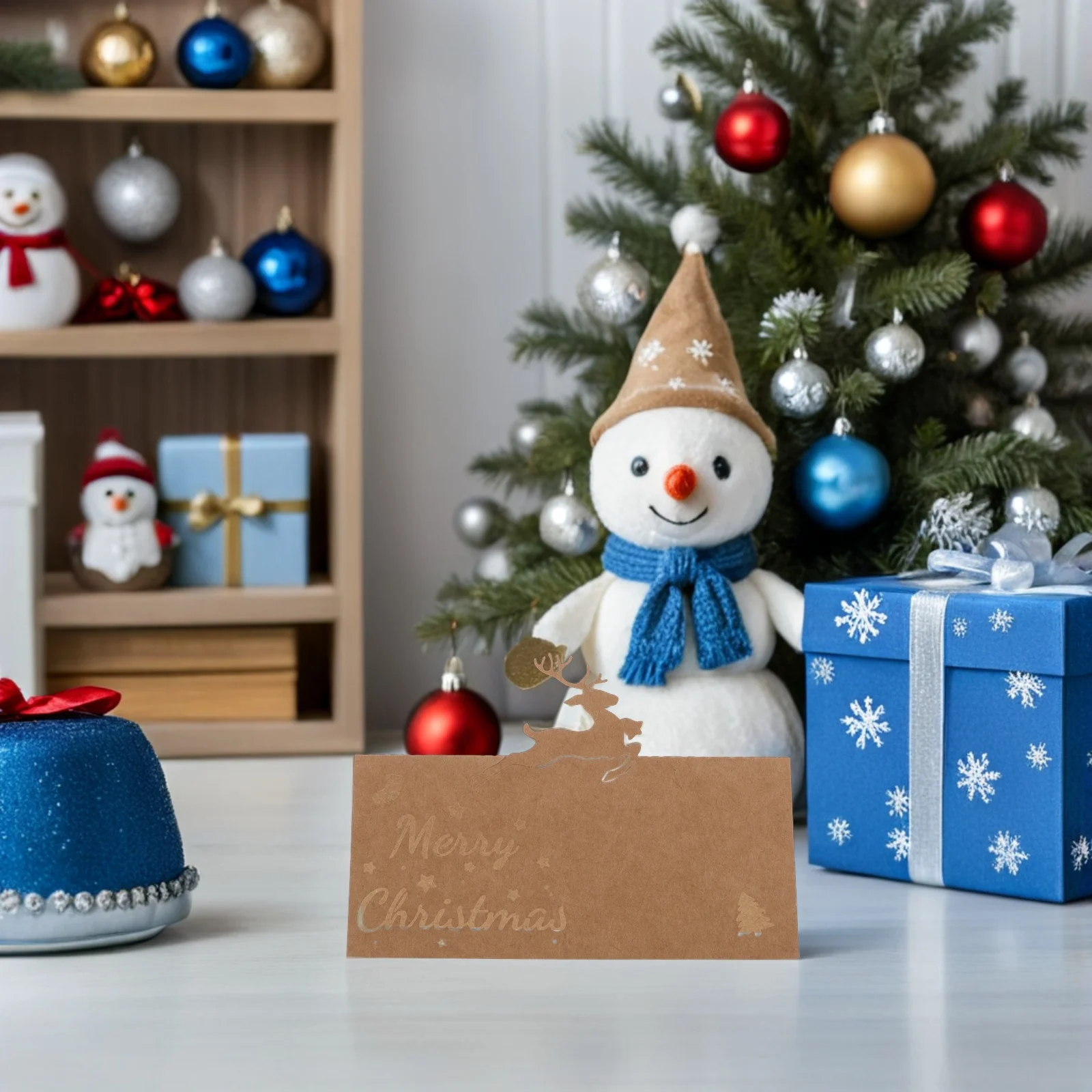 50 قطعة بطاقات مكان عيد الميلاد الرنة ندفة الثلج الجدول إعداد اسم العلامات عطلة عشاء حفل زفاف بطاقات الجلوس