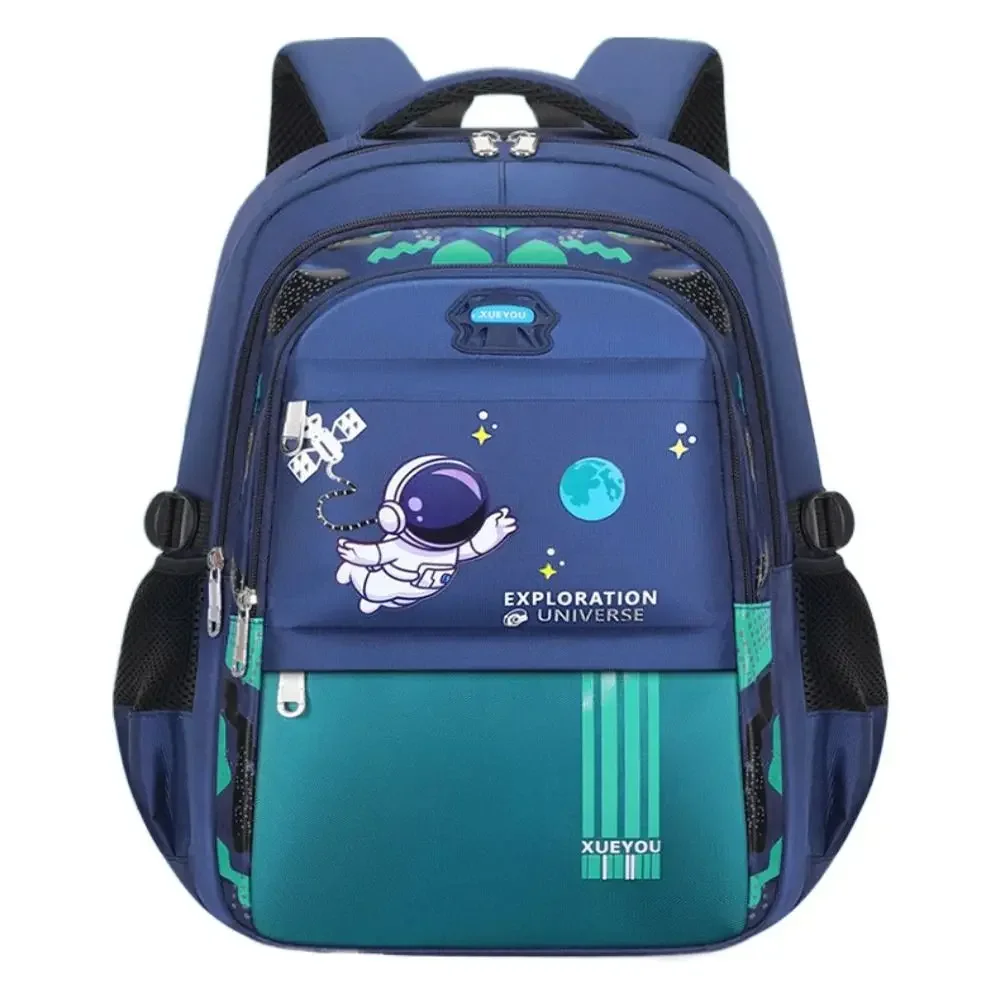 Kids Backpack Waterproof Orthopedic Backpack Spaceman Print School Bags Reflective Design Primary Children\'s Nylon Back Pack