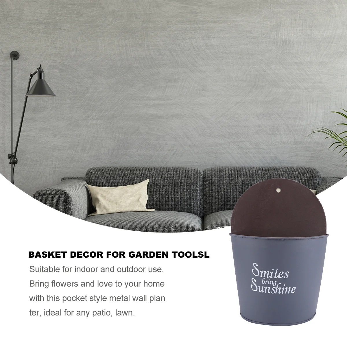 حاملات زهور جدارية نصف دائرية، مزارعي معلق من الحديد لتزيين الحديقة الداخلية والخارجية، أوعية جدارية رمادية، درابزين سطح السفينة