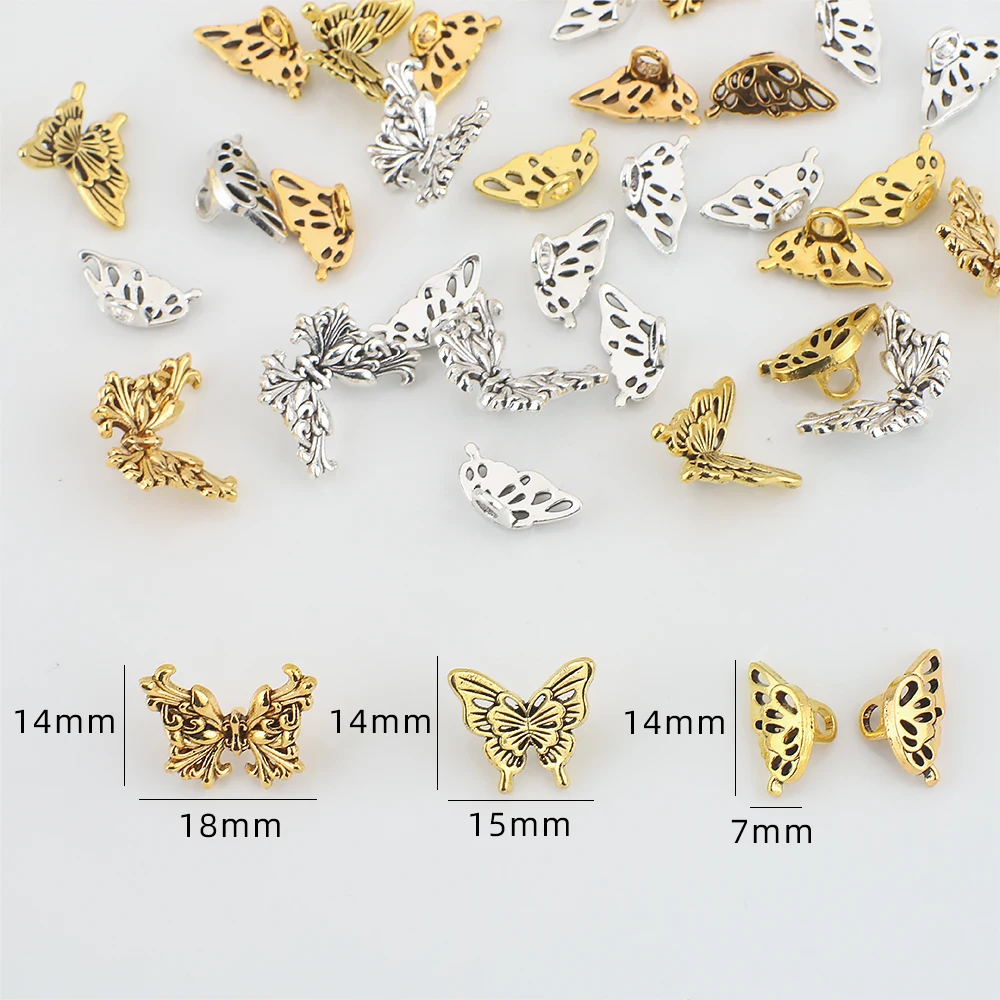 20pcs/lot Gold Color Plated Alloy Vintage Butterfly Beads Metal Charms For Earring Necklace Departments DIY Jewelry Accessories