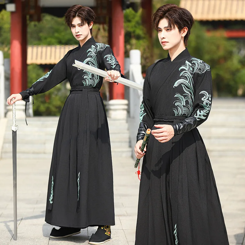 

Men Hanfu Chinese Traditional Costume Outfit for Men Han Dynasty Ancient Hanfu Folk Dress Swordsman Clothing Halloween Cosplay