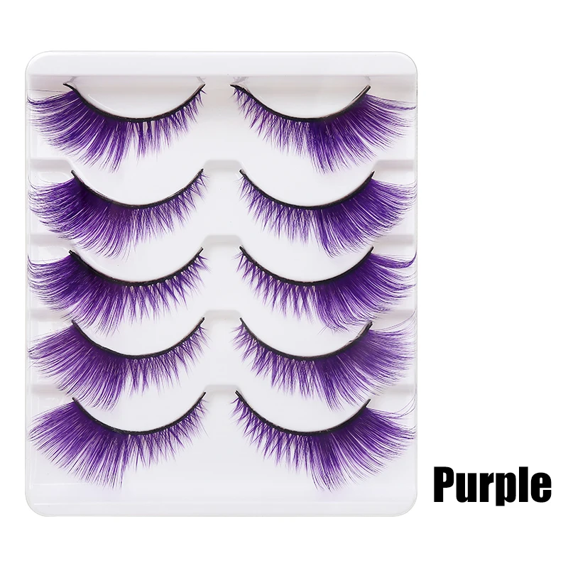DINGSEN 1/5/10 Paar Bunte Flauschige Streifen-Wimpern Natürliche Weiche Wimpern Wispy Falsche Wimpern 3D Lockige Wimpern für Make-up – Detail 19