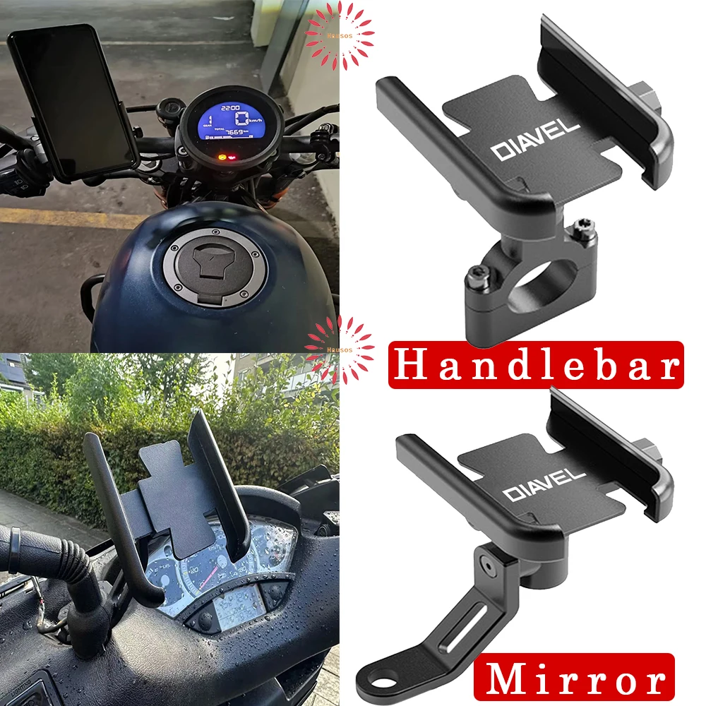 New For Ducati Diavel XDiavel V4 Motocycle Universal Mirror Handlebar Mobile Phone Holder GPS Stand Bracket Accessories