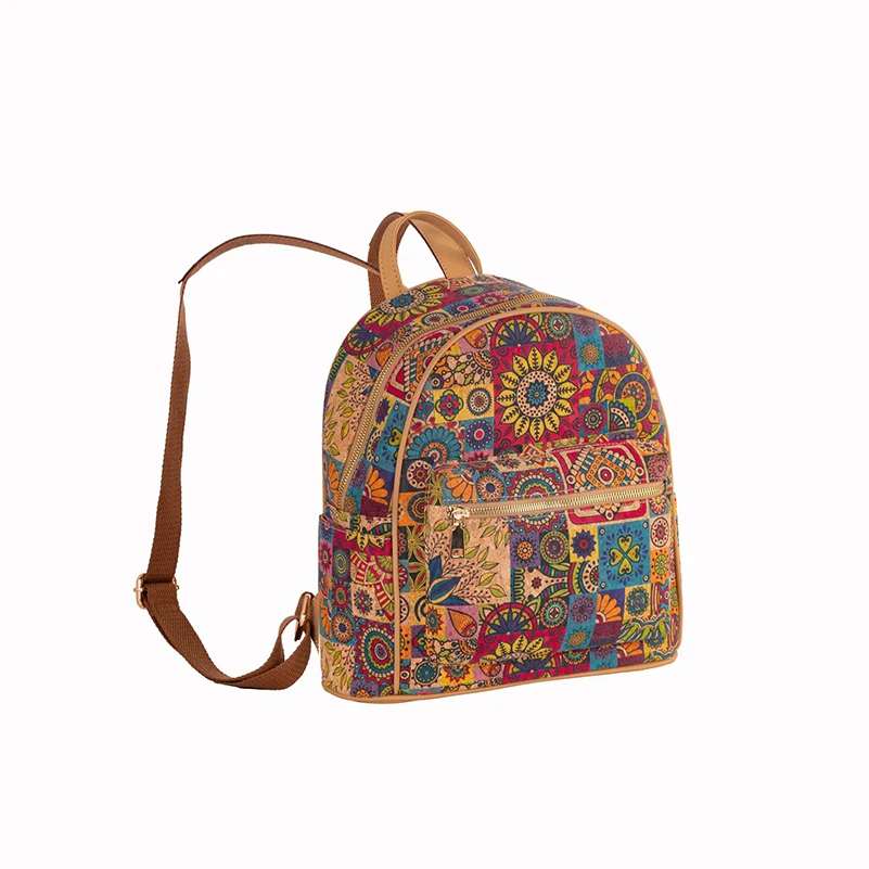 

Backpack Bags Women Cork Leather Geometry Leaf Printing Large Capacity Travel Crossbody Bag Mix Color