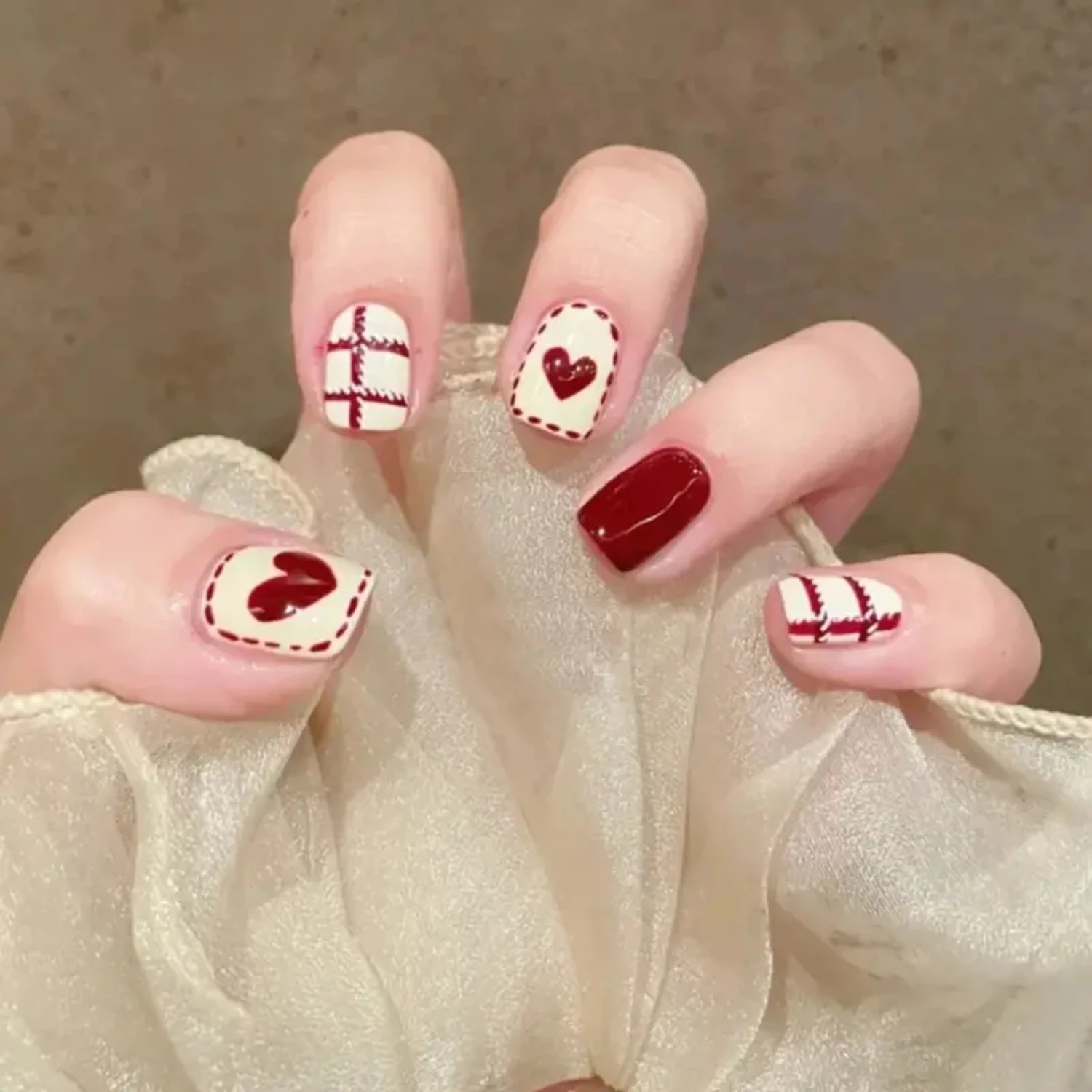

Stunning 24-Piece Short Butterfly Nail Patch,Checkerboard Nails Set with Reliable Jelly Glue, Including 1 Piece Polishing Strip