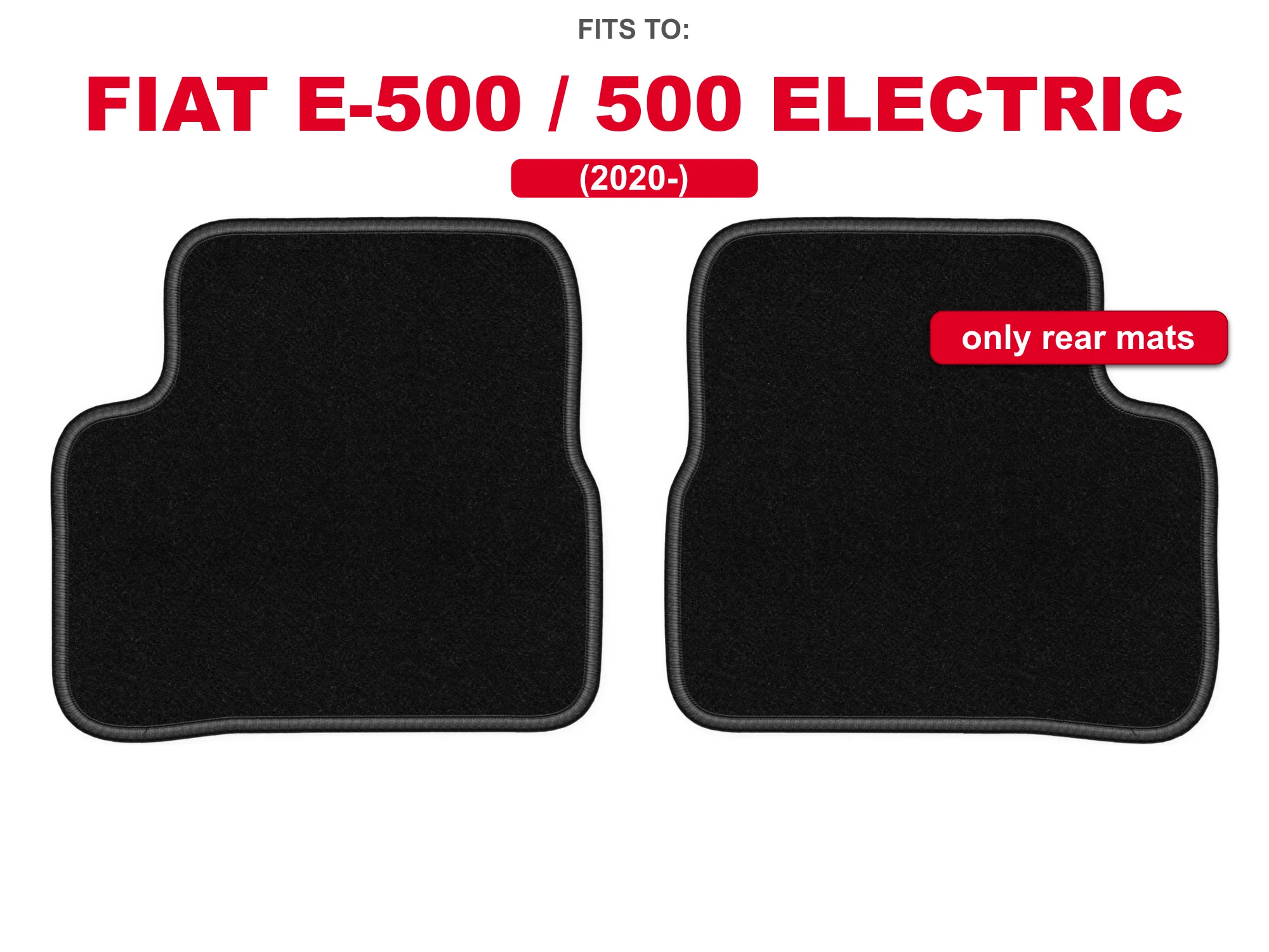 Velour tapijten achterin voor: Fiat E-500 / 500 Electric 2020- hatchback