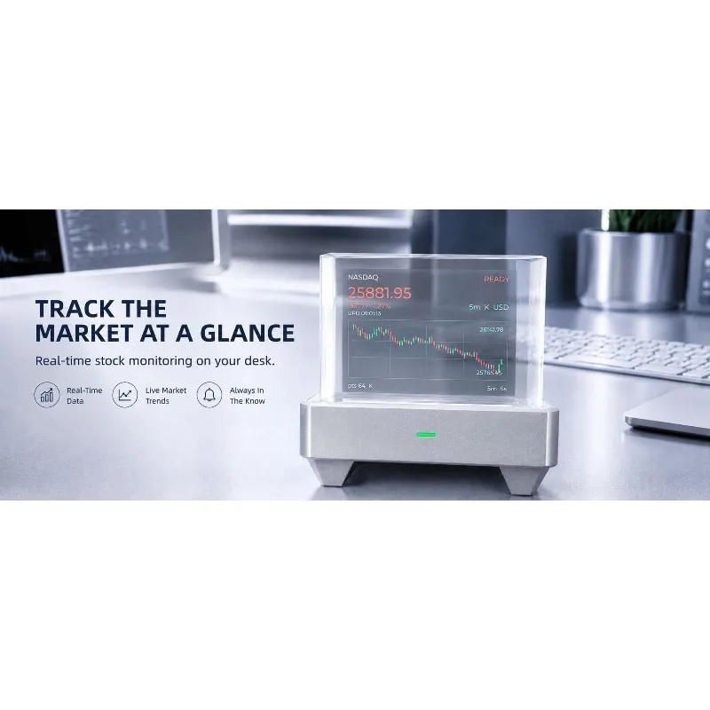 ABGE-Holographic Smart Display, Prism Clock Desktop Gadget For Weather Display And Gaming,Tech Clock