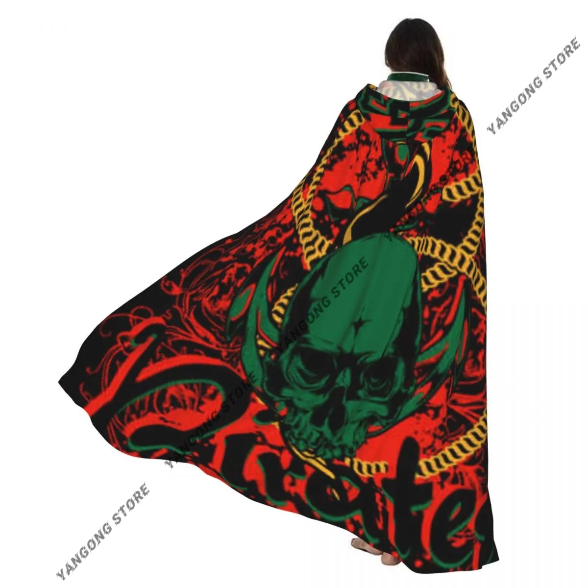 

Pirates Skull Cloak Hooded Cosplay Costume Halloween Adult Long Party Cape