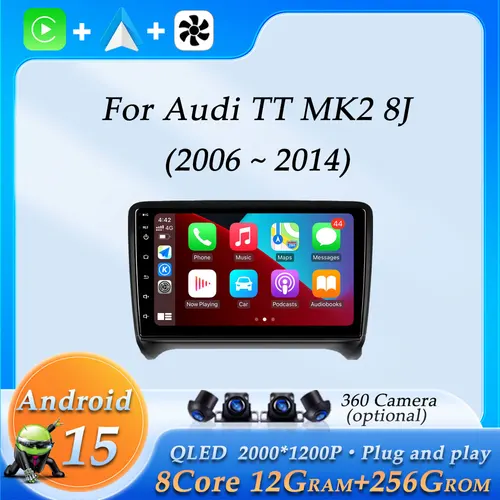 Imagen 1 del producto Reproductor Multimedia de Audio y vídeo para Radio de coche para Audi TT MK2 8J 2006 - 2014 inalámbrico CarPlay DSP estéreo GPS Navi pantalla dividida BT WiFi