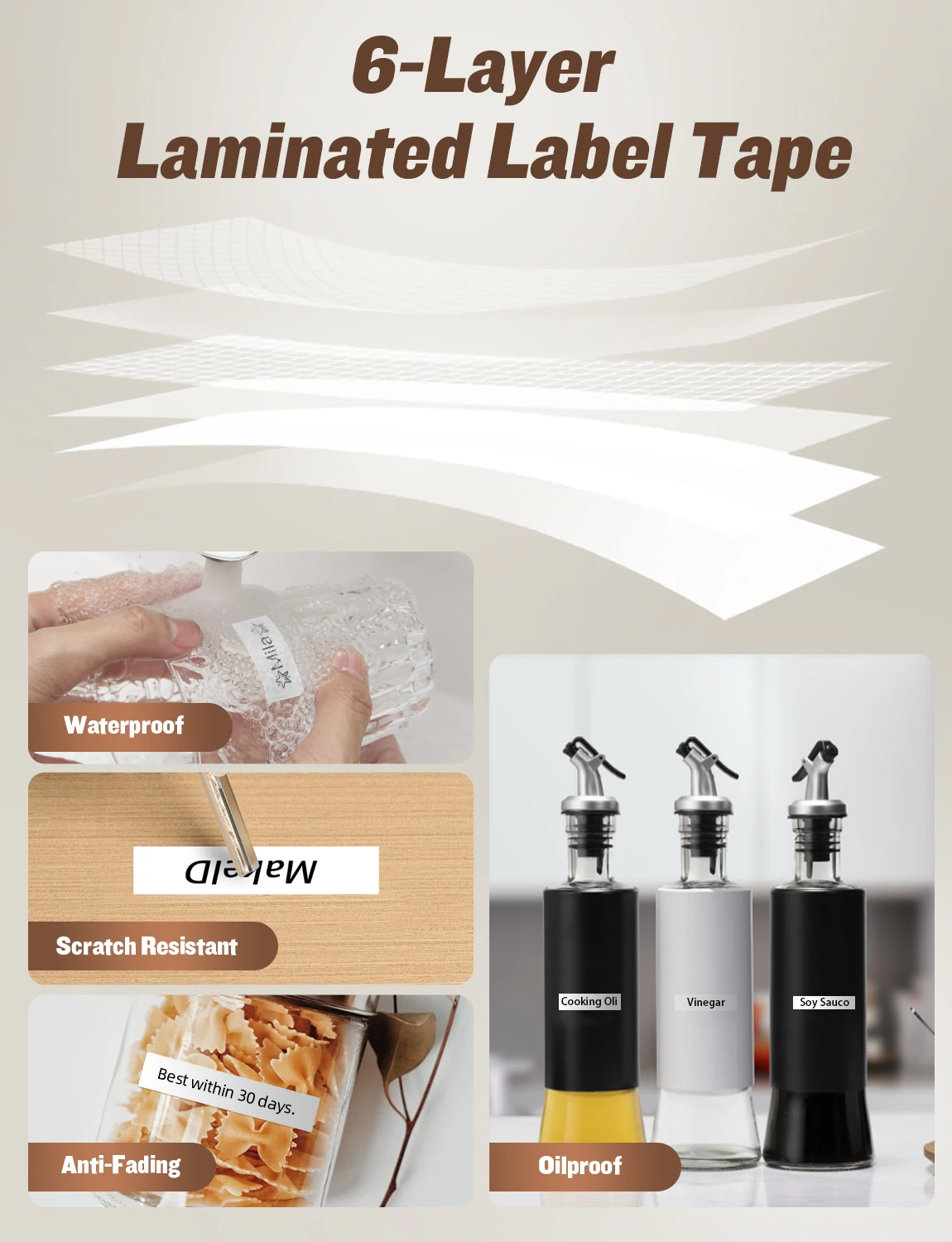 Mesin Pembuat Label Makeid L1-C dengan Pita - Pembuat Label Portabel & Dapat Diisi Ulang Kompatibel dengan Pita Tahan Air 9 12 16Mm