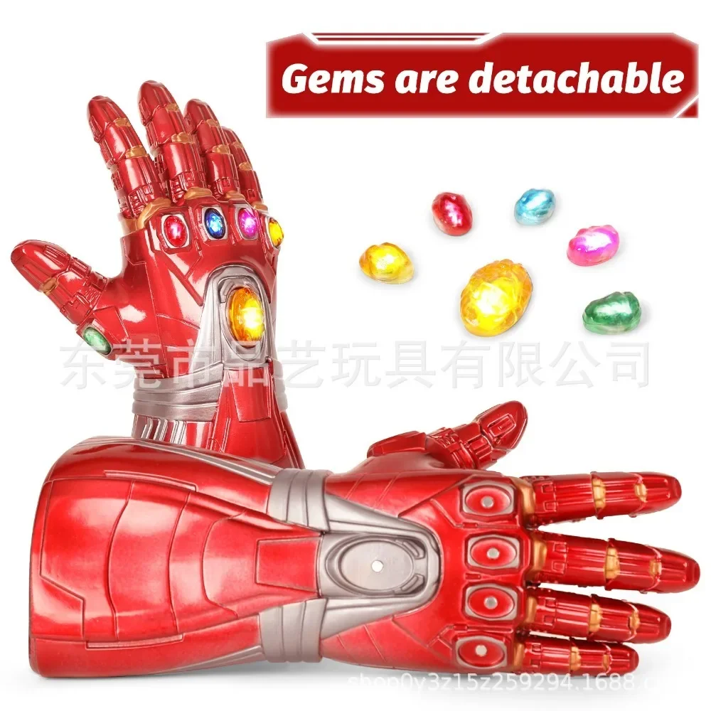 Marvel Children Thanos  Luminous gloves Iron Man The gemstone is detachable PVC Unlimited gloves Can emit light Kids toy