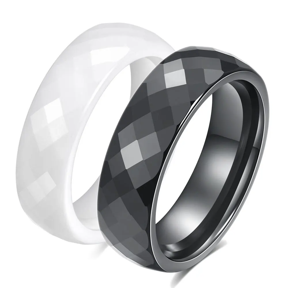 

Trendy 6mm Black White Beautiful Hand Cut Ceramic Rings For Woman Top Quality Charm Jewelry Without Scratches Woman Ring