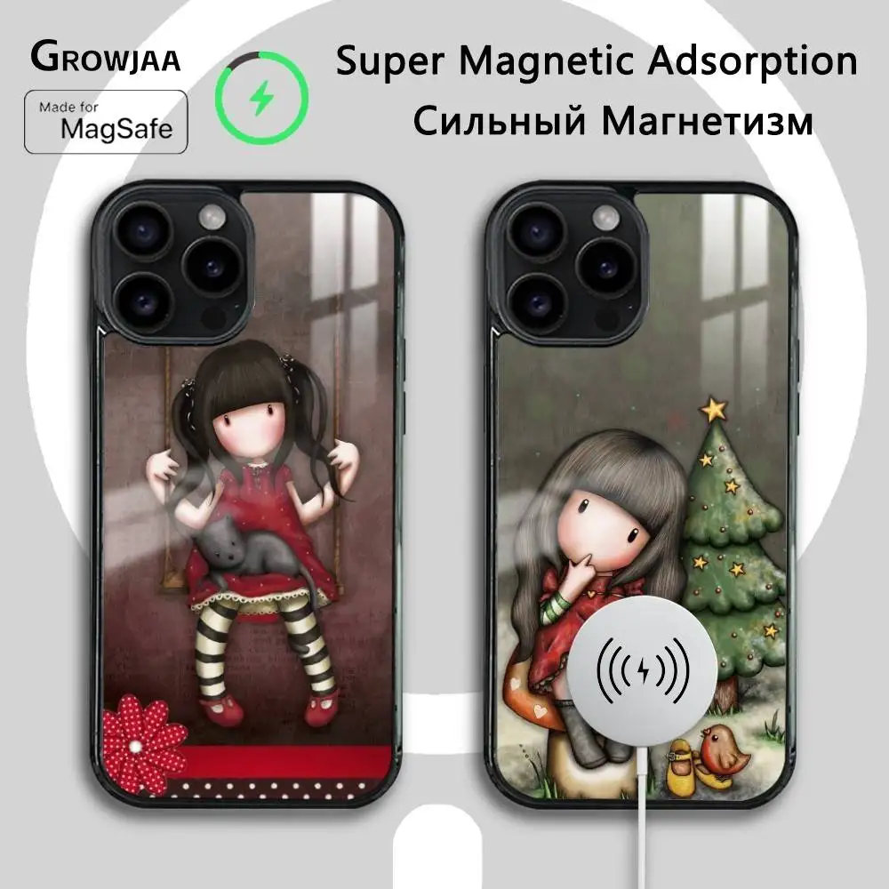

Cartoon S-Santoro Gorjuss Phone Case For iPhone 16 15 14 13 12 11 Pro Max Plus Mini Wireless Charging Magnetic Hard Shell