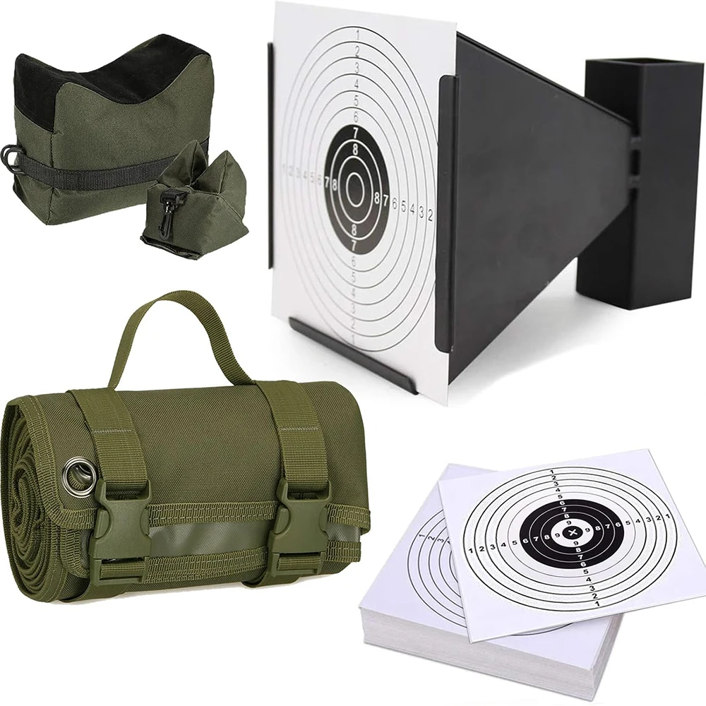 Professional Tactical Shooting Target Kit with 100 Target Papers, Sandbag Gun Rest Non-Slip Mat for Outdoor Shooting Training