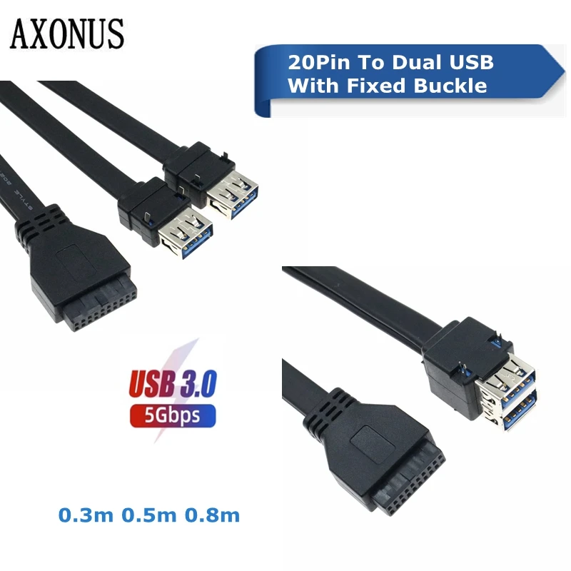 20PIN To Dual USB3.0 Front Panel Cable With 19 Pin Fixed Pin DIY Chassis Card Flat Cable