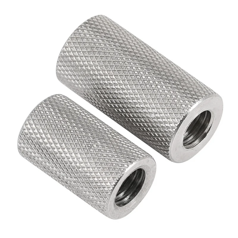 Tuerca de acoplamiento moleteada redonda de acero inoxidable 304, M2, M2.5, M3, M4, M5, M8, M10, M12, M14, M16, Tuercas de extensión larga para apretar el pulgar