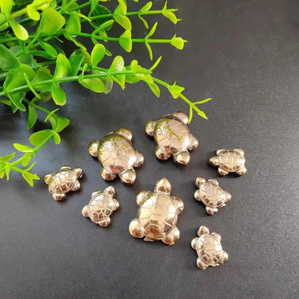 15mm 25mm Mini Pyrite Turtle Crystal Animal Figurine Tortoise Pendants Necklace Carved Healing Stone For Children DIY Gift Decor