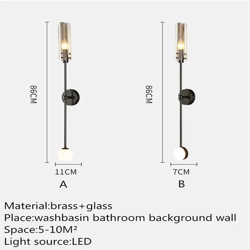 OUFULA Contemporary Indoor Brass Bedside Lighting LED Simple Creative Copper Sconce Lamp for Home Living Room Decor