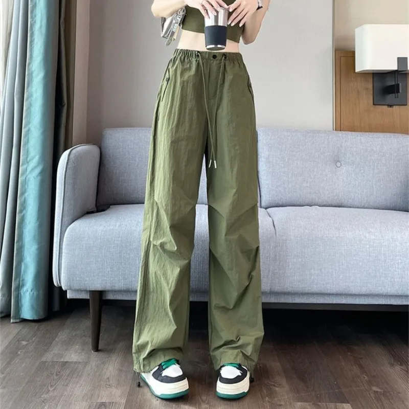 

Spring Autumn New Fashion High Waist Pocket Casual Versatile Western Commuting Solid Color Loose Korean Women's Clothing Pants