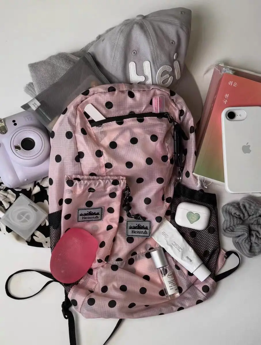 Backpack Nylon Dot 2026 New Ultralight Summer High-Capacity Backpack Korean Sweet Backpack