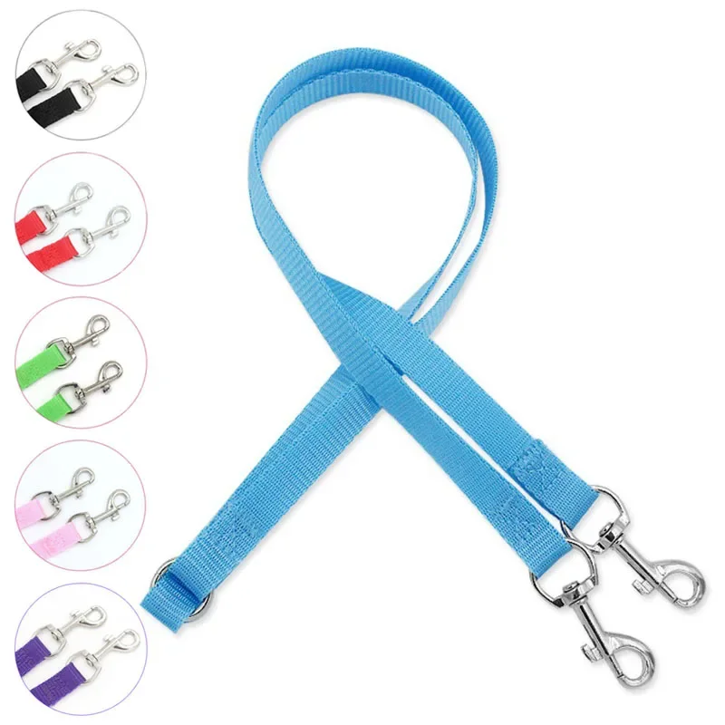 1pcs Double Twin Dual Coupler Dog Leash Two in One Strong Nylon V Shape Pet Dog Leash Colorful Two Ways Pet Dog Leash