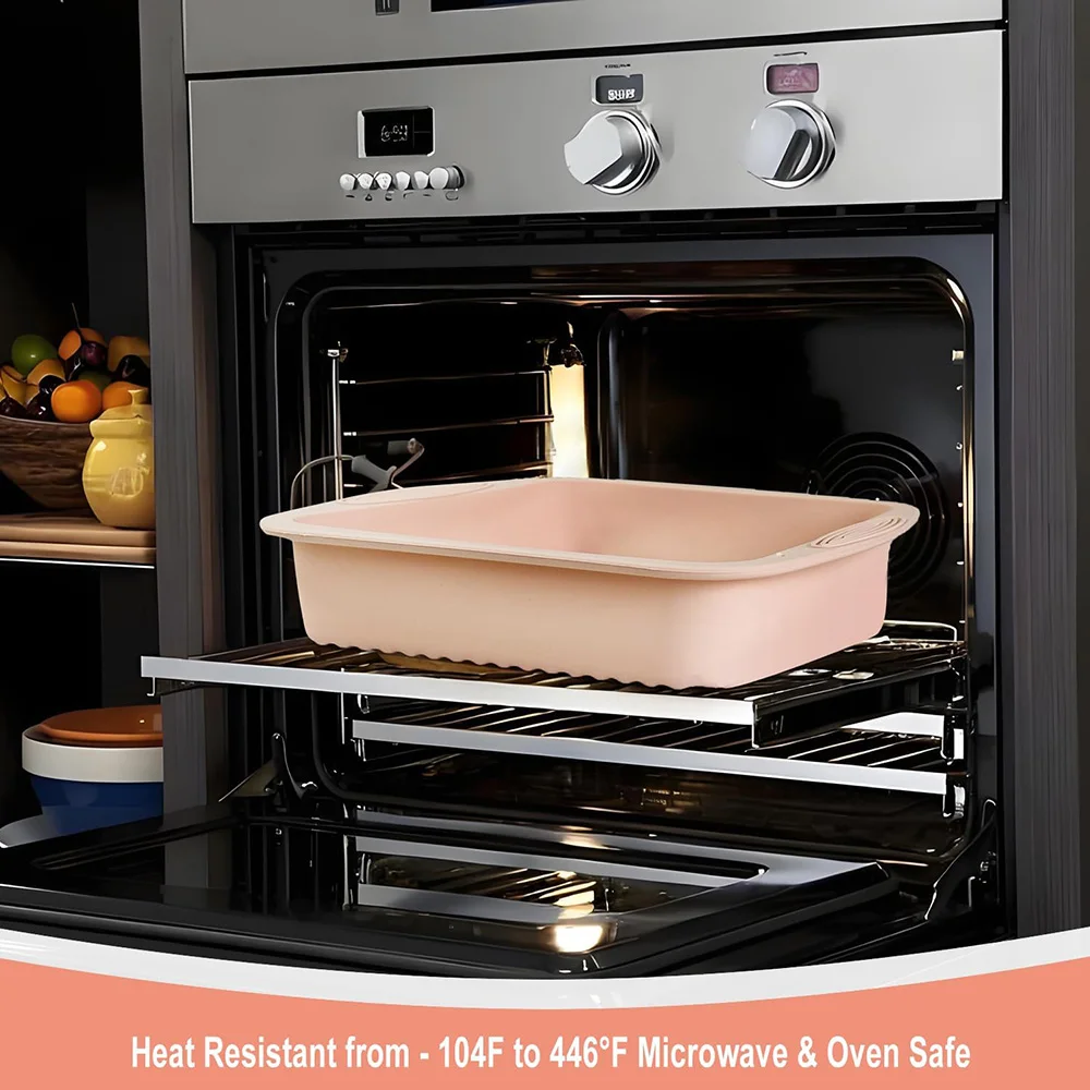 

Silicone Square Cake Pan Non-Stick Easy Release Heat Resistant Cheesecakes Baking Pan Oven, Microwave, Freezer Dishwasher Safe