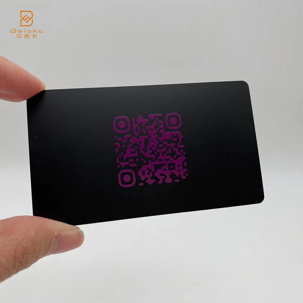Sublimação Laser Cut Out QRcode Lealdade Cartão de metal VIP preto fosco personalizado