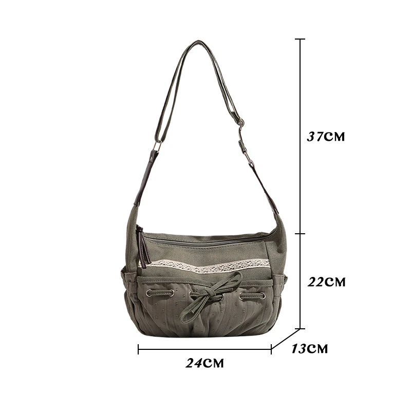 New Korean Retro Vintage Crossbody Bag Large Capacity Shoulder Bag for Women Streetwear Casual Commuter Tote Hobo Dumpling Bag