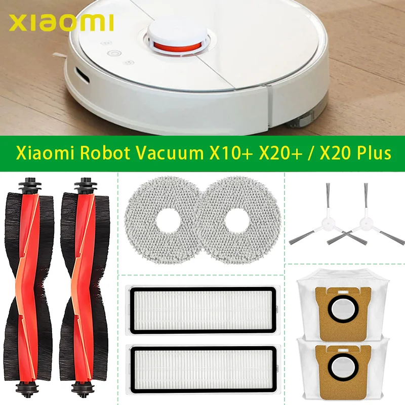 

Compatible For Xiaomi Robot Vacuum X10+ / X20+ / X20 Plus Spare Parts Accessories Main Side Brush Mop Cloth Dust Bag HEPA Filter