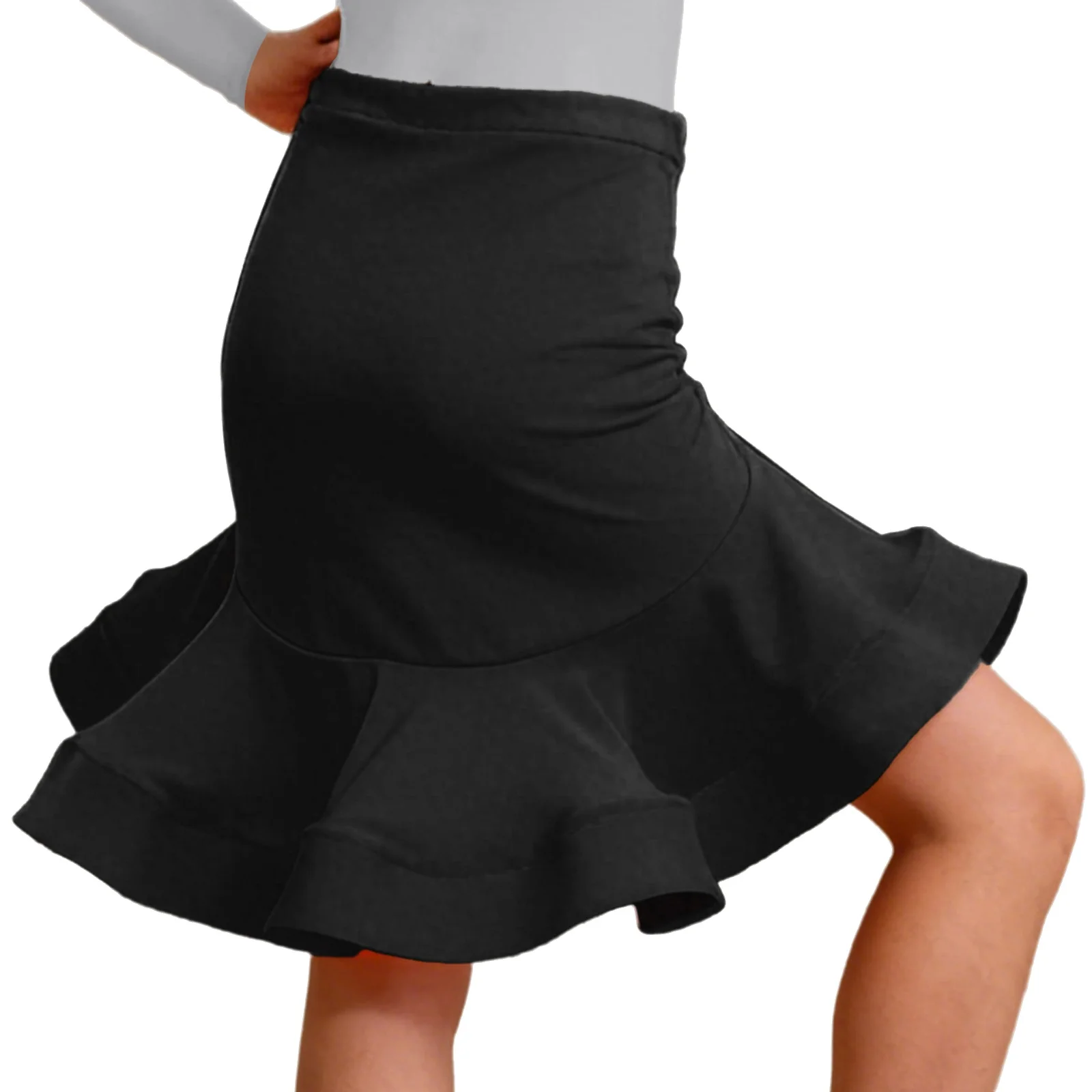 Kids Girls Latin Dance Costume Elastic Waistband Ruffle Skirt/Pantskirt Salsa Tango Samba Ballroom Dance Performance Competition