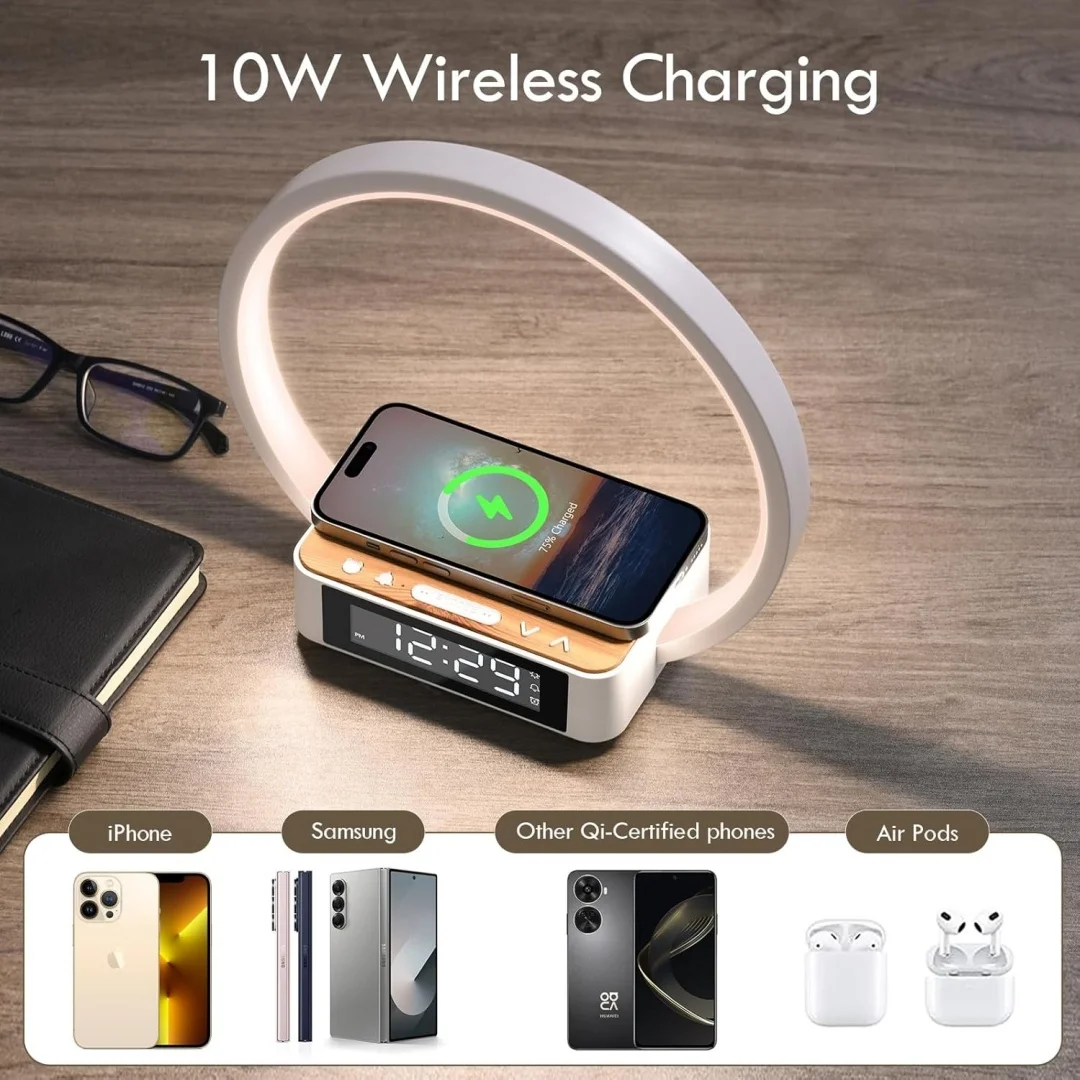 WILIT Touch Bedside Lamp with 3-Speed Dimming Night Light Qi Wireless Charger for Living Room Bedroom Children's Room Desk Lamp view 5