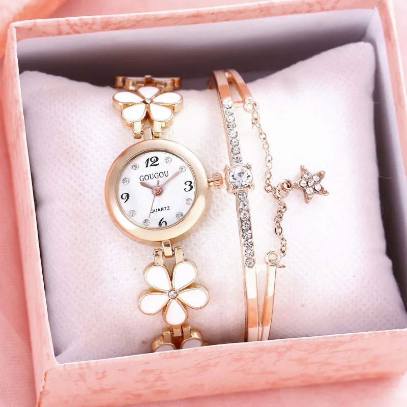 Summerinstyle-Reloj de pulsera con diseño de flores para mujer, pulsera con esfera pequeña, tendencia de moda