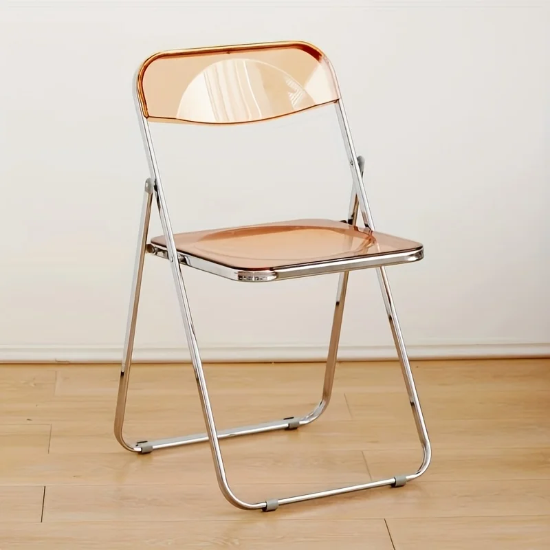 Transparent Folding Chair, No Cushion Design, Modern Minimalist Living Room Chair, Space-Saving Stool for Restaurant - view 6