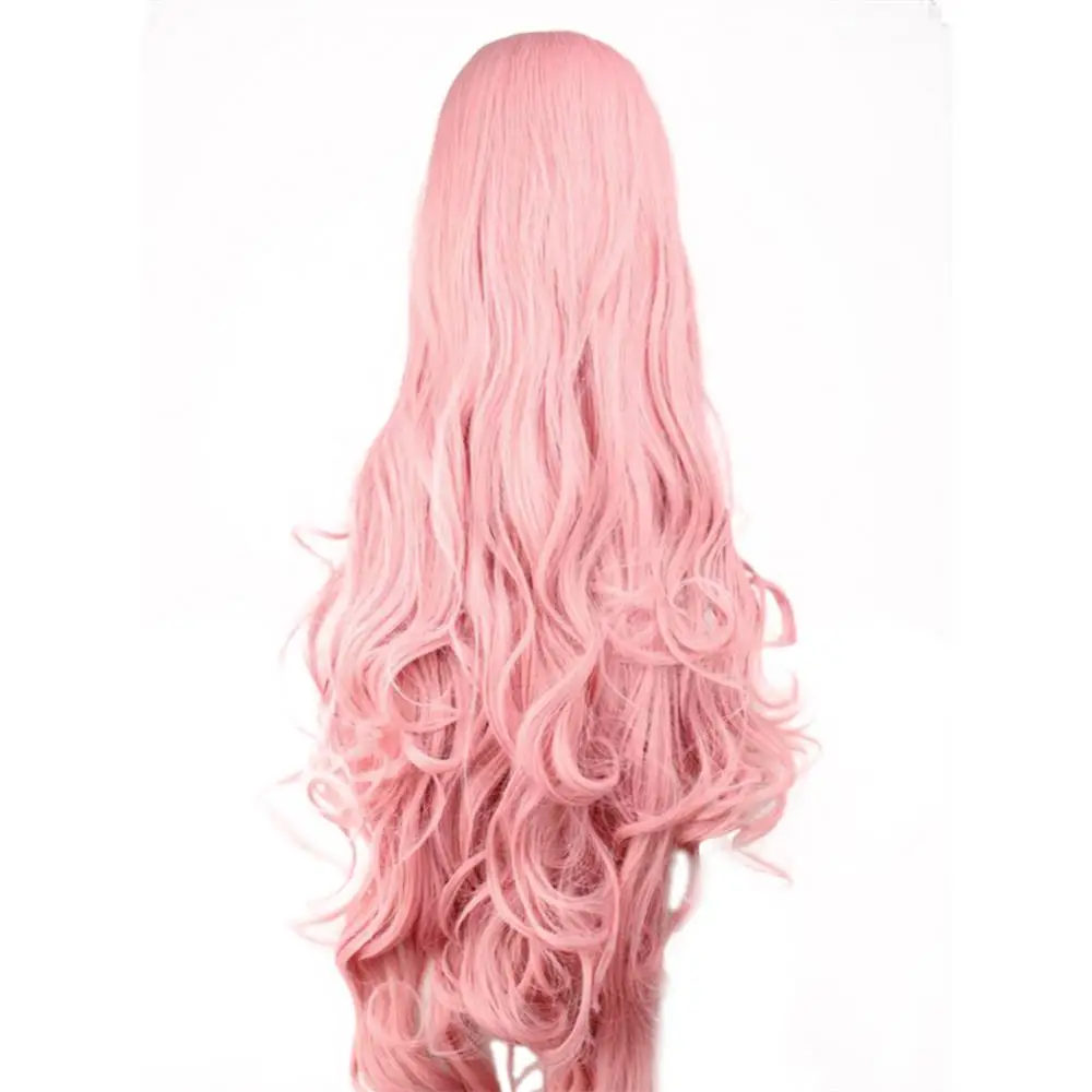 Long Wave Wig Pink Cosplay Synthetic Wigs Heat Resistant Fiber Natural Fake Hair Cosplay Wig Lace Hair Wig  Fluffy Hairpiece