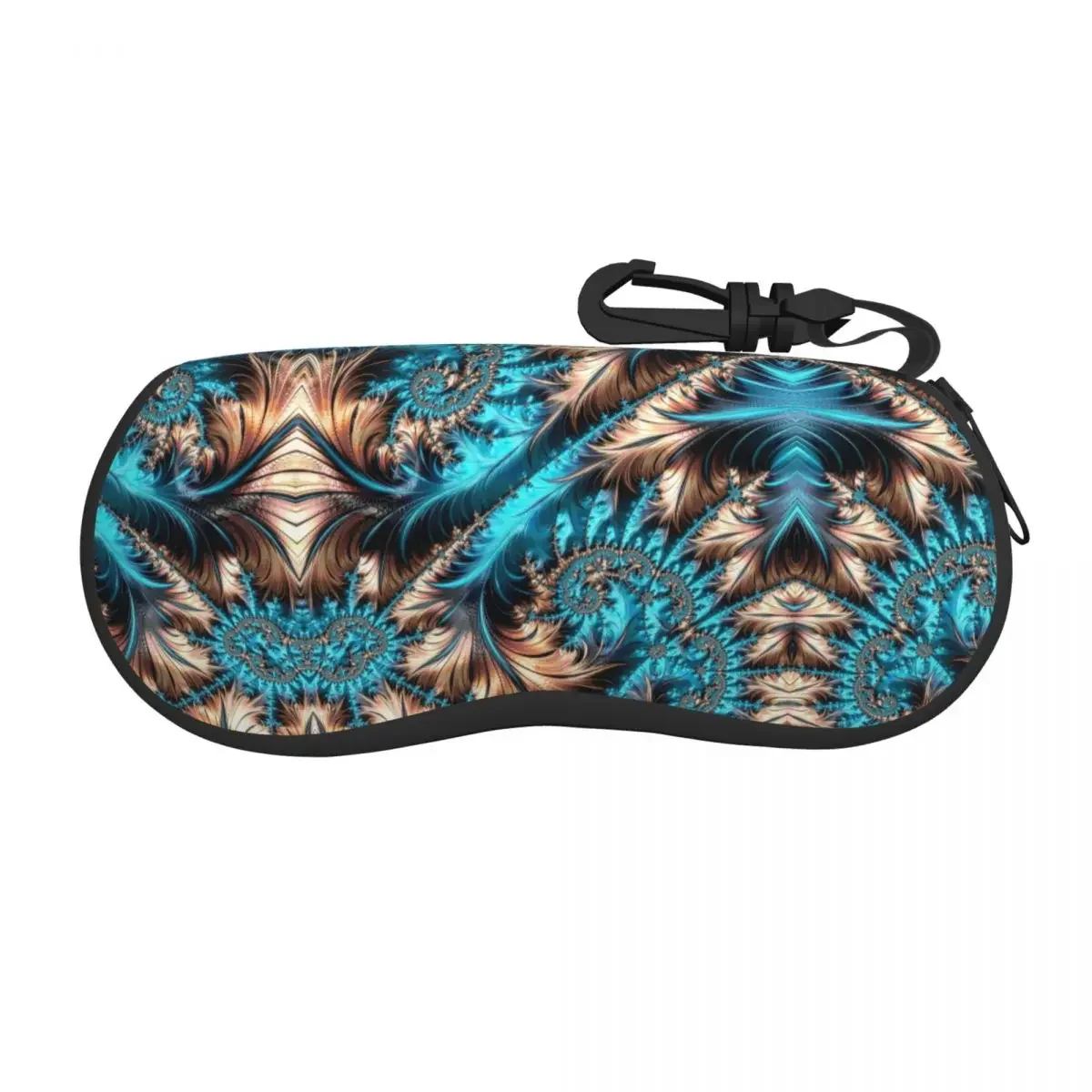 Geometric Gems Turquoise Glasses Case Portable Elegant Copper And Teal Fractal Sixteen Shell Eyeglasses Case Sunglasses Box