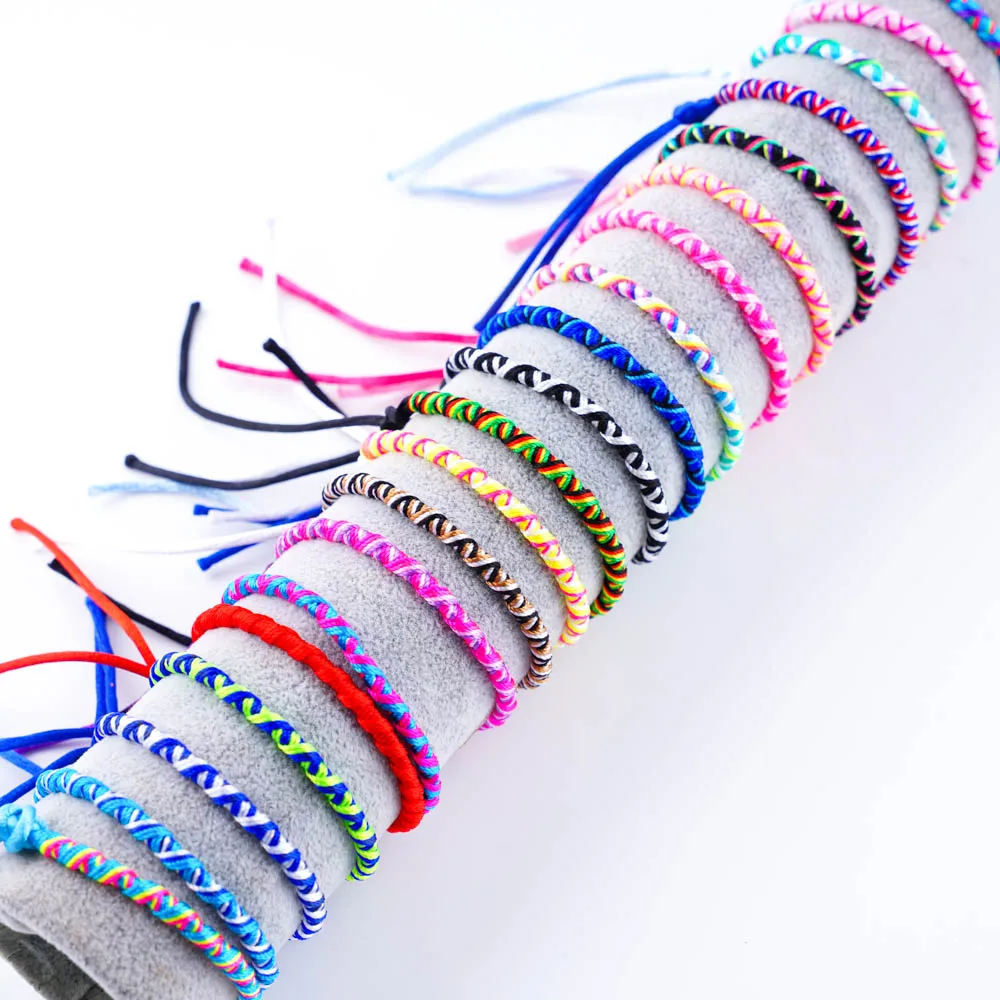 10Pc/Lot Multicolor Vintage Style Friendship Braided Rope Cuff Adjustable Bracelets Wristband Jewelry For Women Men Lovers Gifts